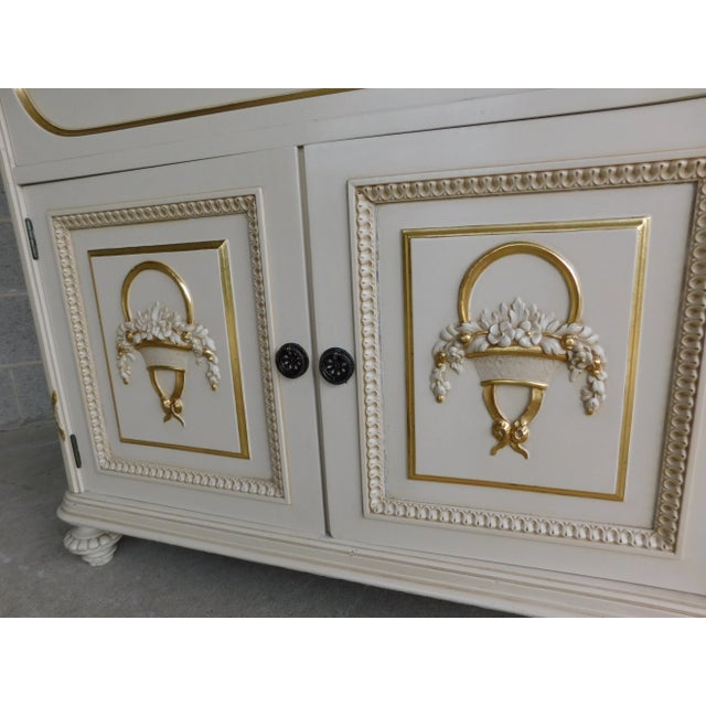Hollywood Regency Vintage Hollywood Regency Gilt Gold Accented Original Paint Decorated Chest For Sale - Image 3 of 13