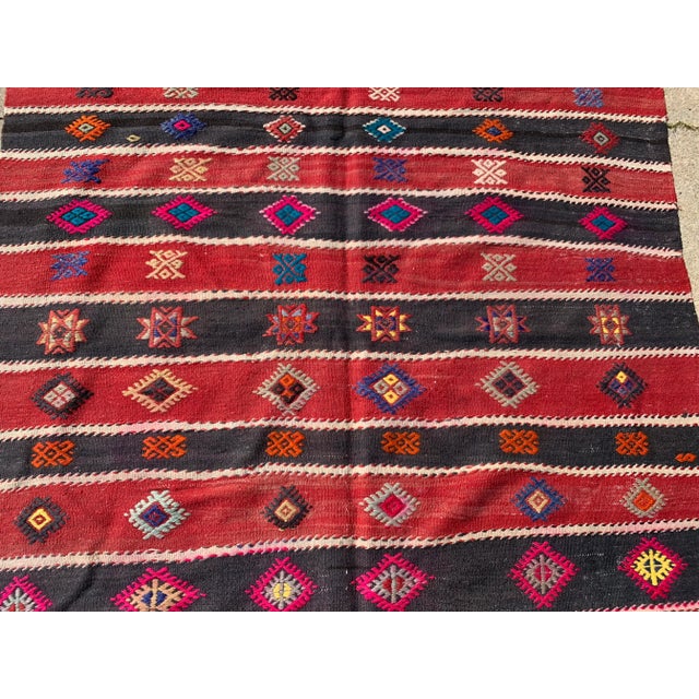 Red Vintage Turkish Kilim Rug - For Sale - Image 8 of 10