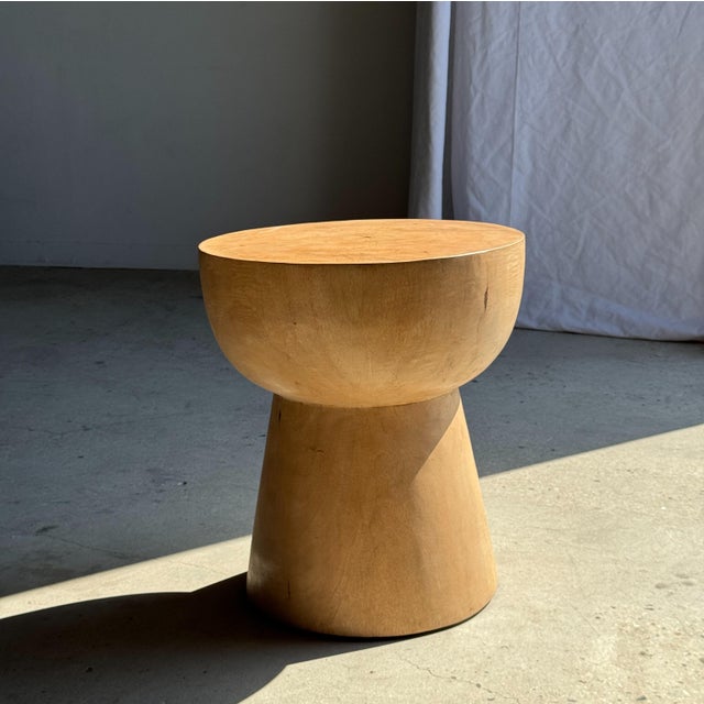 Side Table with Hemispherical Top in Beige Mango Wood, 1980s For Sale - Image 15 of 18