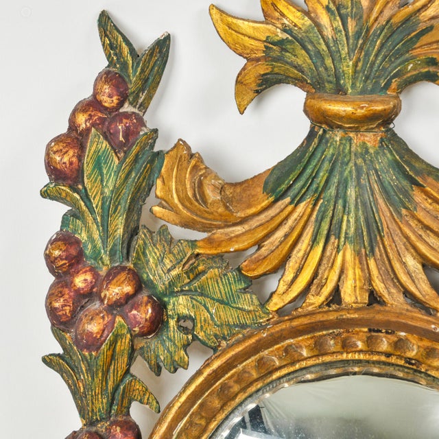 Antique Gilded Wood Convex Wall Mirror 19th Century Italian For Sale - Image 15 of 16