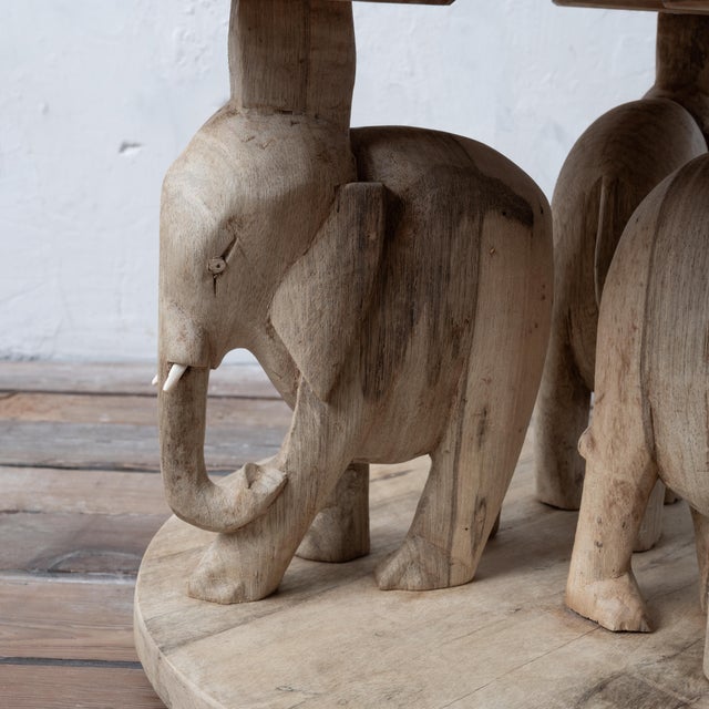 Tan Bleached Ashanti Carved Elephant Coffee Table, 1960s For Sale - Image 8 of 10