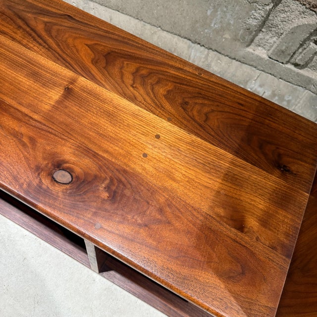 1960s Asymmetrical Solid Walnut Wood Shelving Unit Adjustable Attributed Gerald McCabe For Sale In San Diego - Image 6 of 9