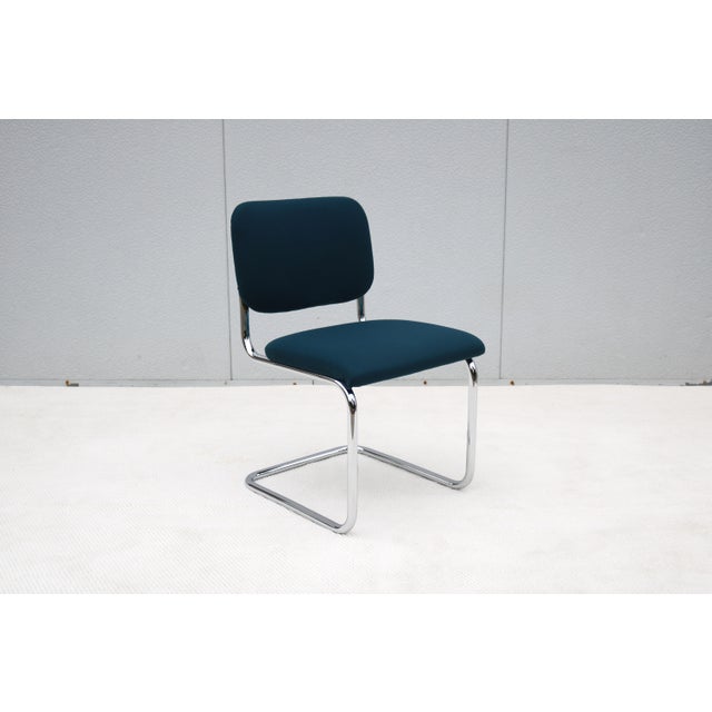 Fabulous, fully upholstered armless Cesca side chair, a legendary piece of Bauhaus design originally created by Marcel...