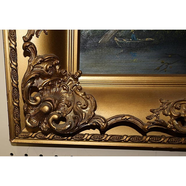 Traditional Beautiful Early 20th Century Oil on Canvas River Landscape Painting For Sale - Image 3 of 11