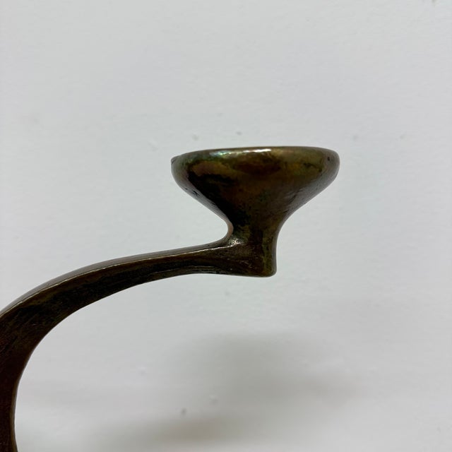 Brutalist Bronze Candleholder attributed to Michael Harjes, 1970s For Sale - Image 9 of 17
