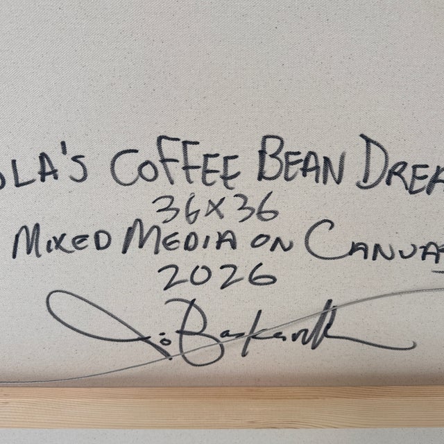 Fabiola's Coffee Bean Dreams by Jo Baskerville For Sale In West Palm - Image 6 of 6
