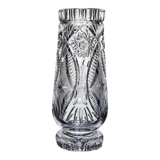 Brilliant Cut Lead Crystal Star Pinwheel Flower Vase For Sale
