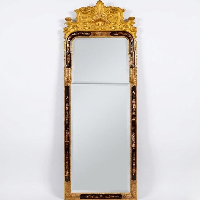 Mid 20th Century Md-Century Italian English Georgian Style Trumeau Giltwood Chinoiserie Mirror For Sale - Image 5 of 12
