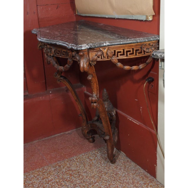 Wood Louis XV Epoch Console With Marble Top For Sale - Image 7 of 10