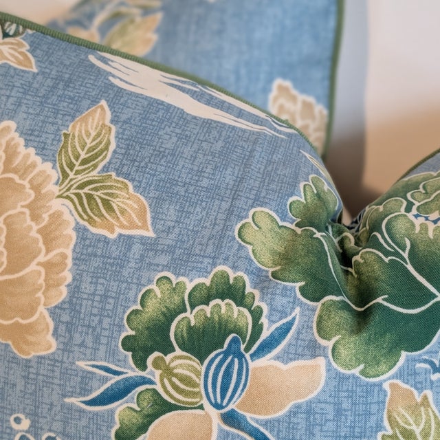 Brunschwig & Fils Shishi Dragon Lumbars With Quadrille Backs For Sale In Greensboro - Image 6 of 7