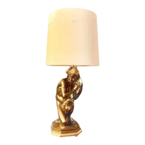 Vintage 1940's Hollywood Regency Massive Marbro Lamp With Original Shade