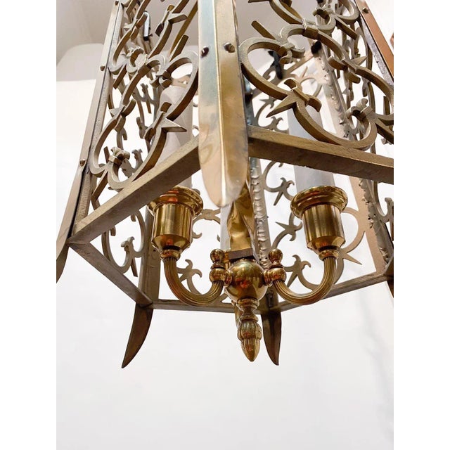 Neoclassical Vintage Brass Lantern For Sale - Image 3 of 7