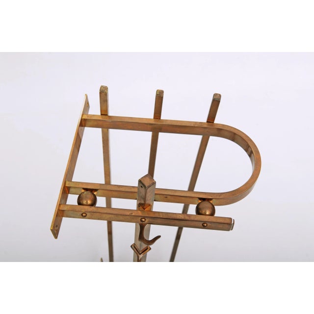 Art Deco Bauhaus Brass Wall Coat Rack with Hat Shelf and 5 Hooks, 1890s For Sale - Image 5 of 8