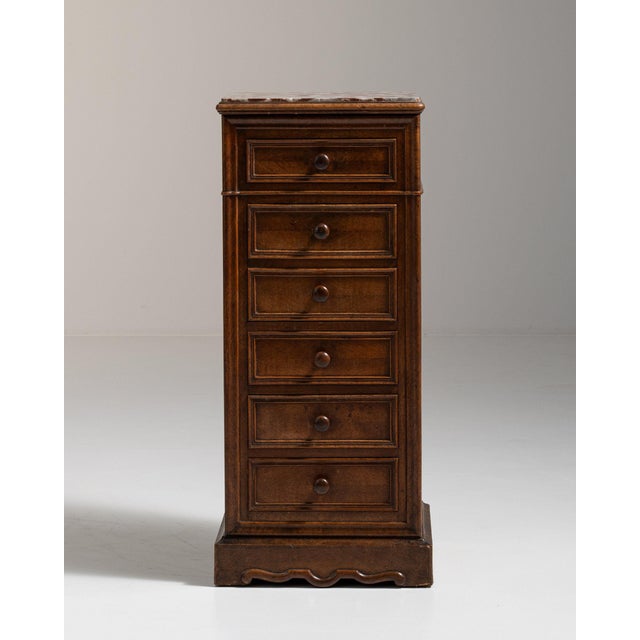 19th Century France Rich Walnut Brown Narrow Walnut Semainier For Sale In Greensboro - Image 6 of 11