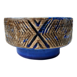 Mid Century Modern Cobalt Blue Ceramic Pottery Vessel For Sale