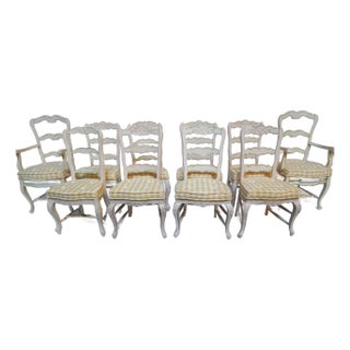 Set of 10 French Country Ladder Back Painted Chairs For Sale
