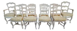 Set of 10 French Country Ladder Back Painted Chairs