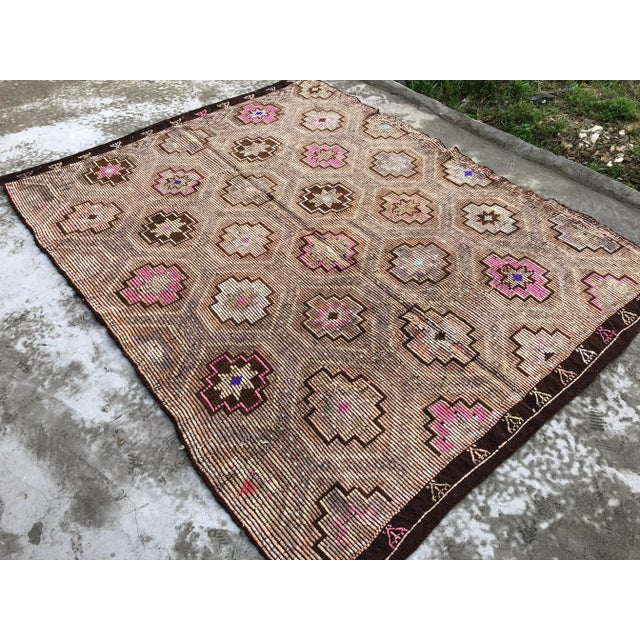 1960s 1960s Vintage Turkish Nomadic Tribal Area Rug - 6′9″ × 8′8″ For Sale - Image 5 of 11