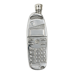 Vintage Pewter Figural Cell Phone Flask Silver Novelty Mobile Telephone
