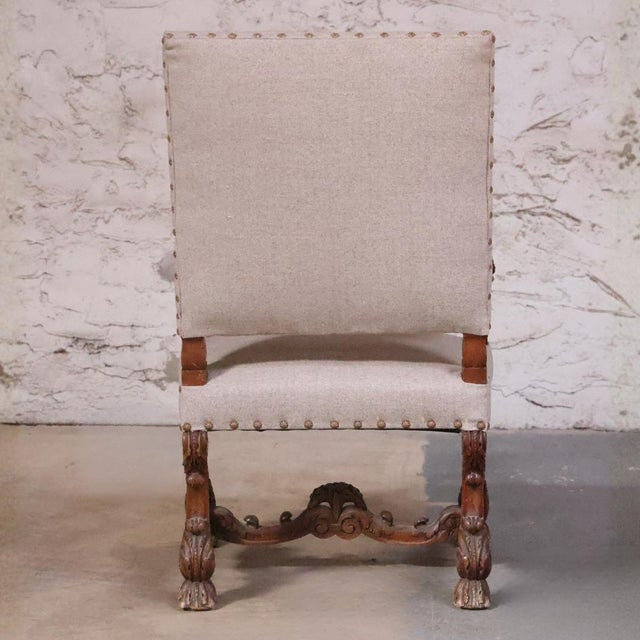 19th Century 19th Century French Baroque Carved Walnut Armchair For Sale - Image 5 of 6