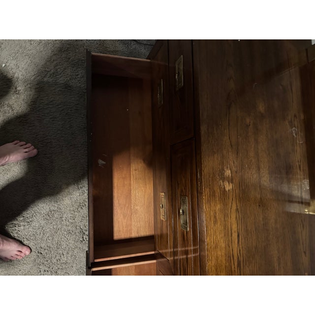 1960s Henredon Campaign Style Bedroom Dresser W/Mirrors For Sale - Image 15 of 16