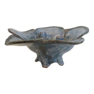 Studio Art Pottery Ikebana Vase 3 Flower Tubes Floral Frog Signed Hand-Made For Sale