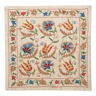 20"x20" 100% Silk Cushion Cover. Colorful Lace Pillow. Embroidery Toss Pillow For Sale