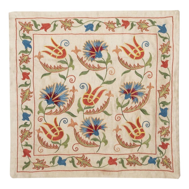 20"x20" 100% Silk Cushion Cover. Colorful Lace Pillow. Embroidery Toss Pillow For Sale