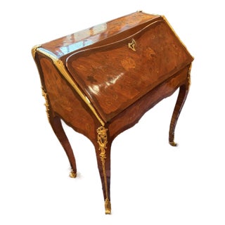 Mid 18th Century Louis XV Bronze-Mounted Parquetry and Marquetry Bureau a Pente Secretaire For Sale