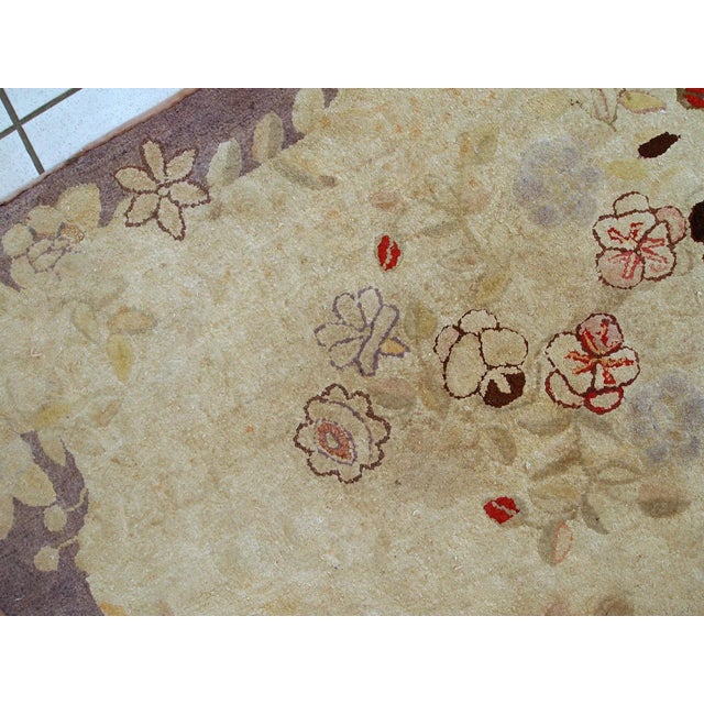 1900s handmade antique American Primitive Hooked rug 2.5' x 4.5' For Sale - Image 4 of 11