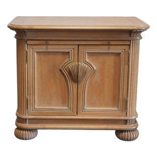 Vintage Bernhardt Oak Nightstand - Mid Century Neoclassical Bedroom Furniture 1960s For Sale