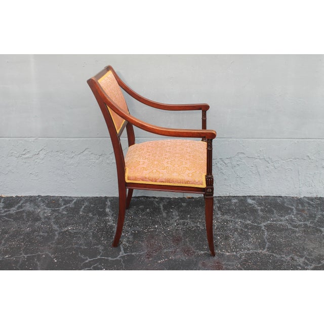 Vintage Traditional Style Side Chair Pink/ Yellow/ Gold VTextile For Sale In Miami - Image 6 of 13