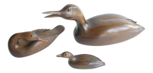 1980s Collection of Hand-Carved Solid Walnut Ducks by Wallace Palubinski - Set of 3