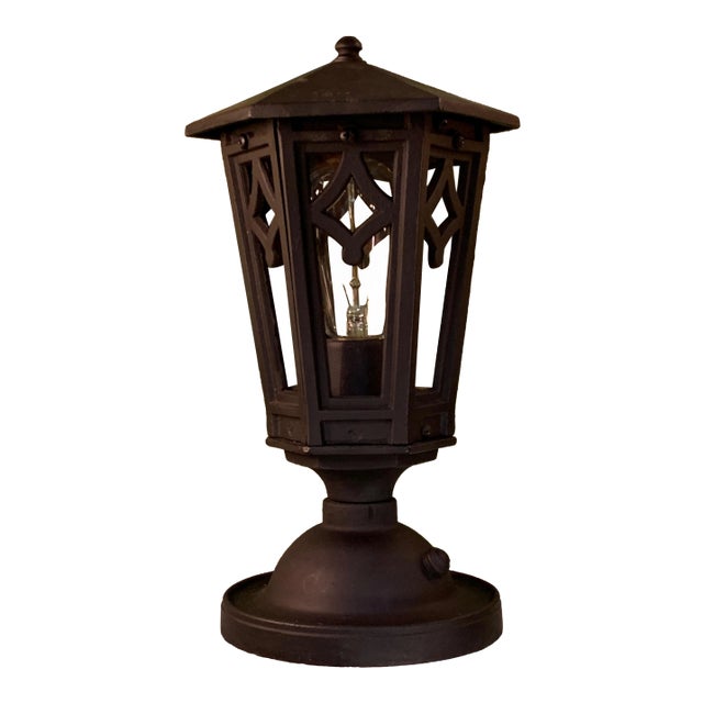 1920s Black Outdoor Post Lantern For Sale
