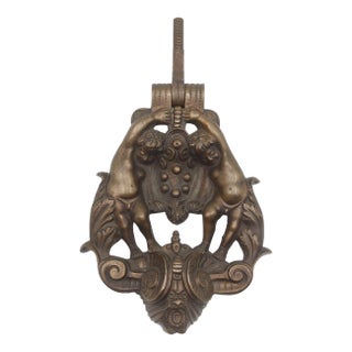 Vintage Renaissance Cherubic Bronze Door Knocker For Sale