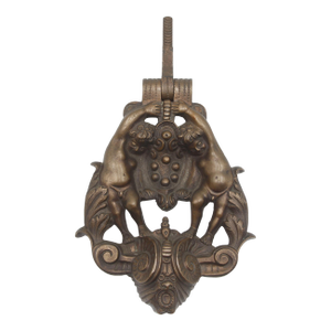 Vintage Renaissance Cherubic Bronze Door Knocker
