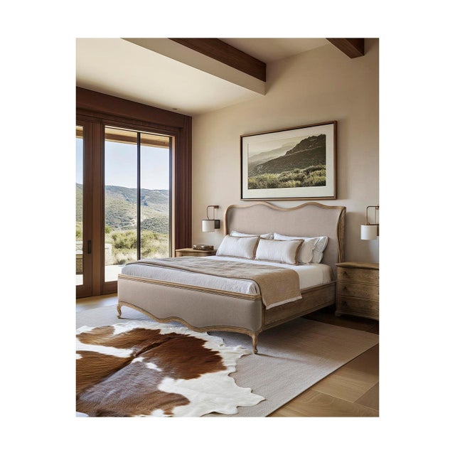 French Provincial French Provincial Upholstered Oak Bed - US King For Sale - Image 3 of 11