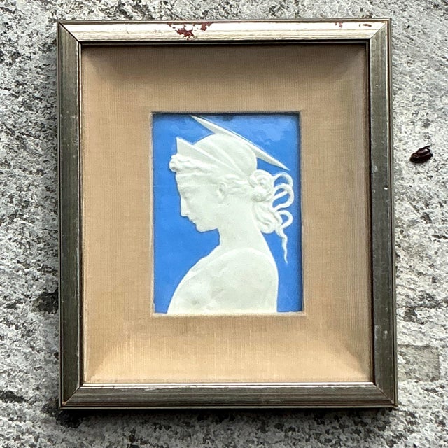 Vintage Boho Framed Ceramic Profile Relief For Sale - Image 4 of 5