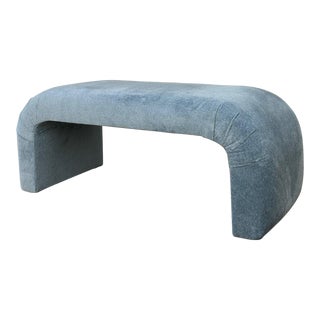 Waterfall Bench in Powder Blue For Sale