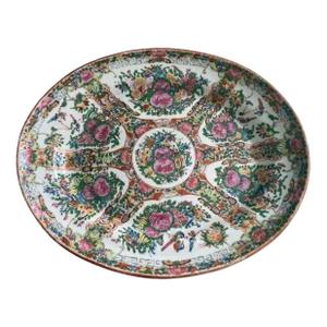 Antique Chinese Export Porcelain Rose Medallion Dish Platter