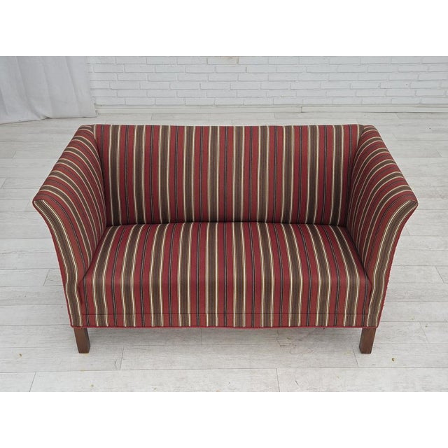 Danish 2-Seater Sofa in Red Striped Wool, 1960s For Sale - Image 6 of 18