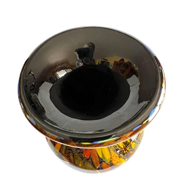 Glass Modern Glass Vase With Splatters and Gold Dust in Murano Style For Sale - Image 7 of 14