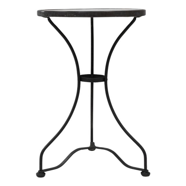 1900s French Bistro Style Iron Table With Marble Top For Sale