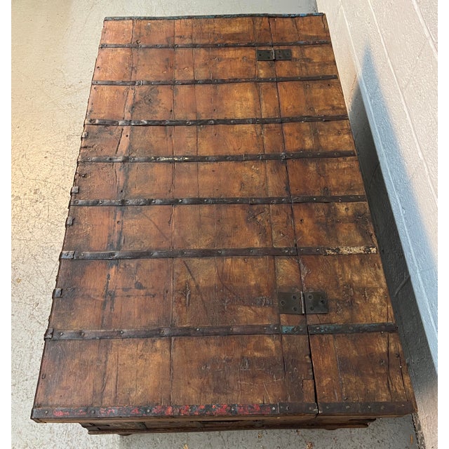 Antique Indian Pitara Chest With Turquoise Patina For Sale - Image 10 of 18