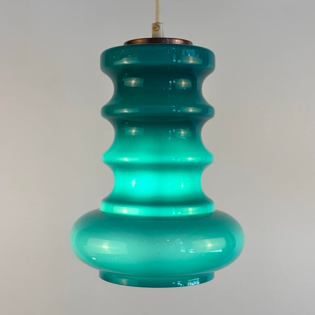 Vintage Swedish Glass Pendant 17.5” Height, 8” Width, E26 Socket