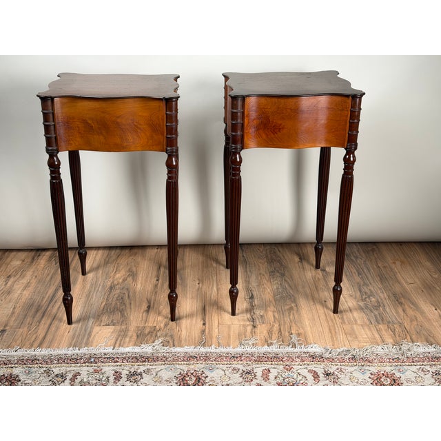 Wood Pair of American Classical Revival Mahogany Two-Drawer Work Tables, Circa 1880–1910 For Sale - Image 7 of 15