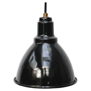 Vintage Industrial Black Enamel Factory Pendant Hanging Light For Sale