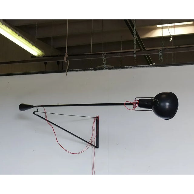 Large Black Lacquered Iron Sconce with Diffuser by Paolo Rizzatto for Arteluce, 1970s For Sale - Image 6 of 6