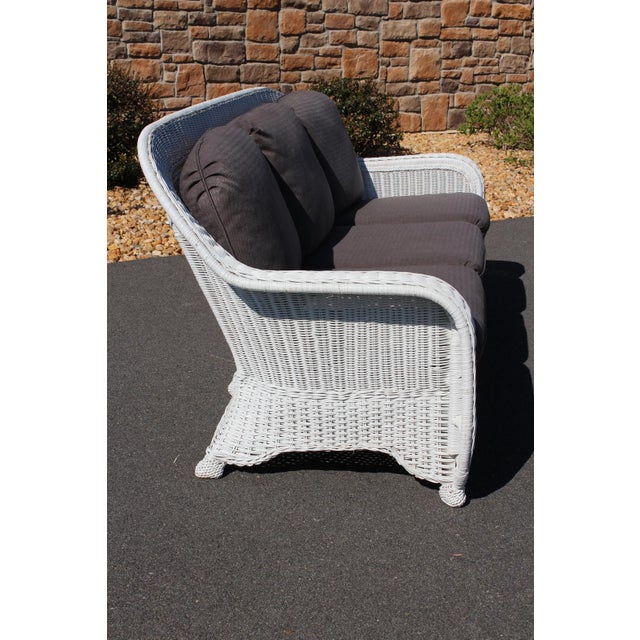 Wood Henry Link Braided Wicker Rattan Sofa For Sale - Image 7 of 18