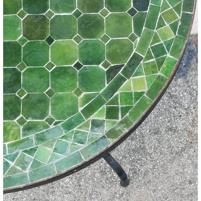 32" Tamegrout Green Moroccan Mosaic Table For Sale - Image 4 of 6